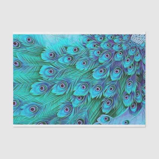 Papier Mousseline Blue Green Peacock Tissue Paper (Recto)