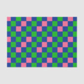 Papier Mousseline Blue Green Pink Checkered Pattern Design  (Recto)