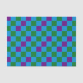 Papier Mousseline Blue Green Purple Checkered Pattern Design  (Recto)