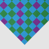 Papier Mousseline Blue Green Purple Checkered Pattern Design  (Détail)