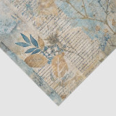 Papier Mousseline Blue Grungy Distressed Floral Ephemera Collage (Détail)