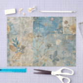 Papier Mousseline Blue Grungy Distressed Floral Ephemera Collage (Artisanat)