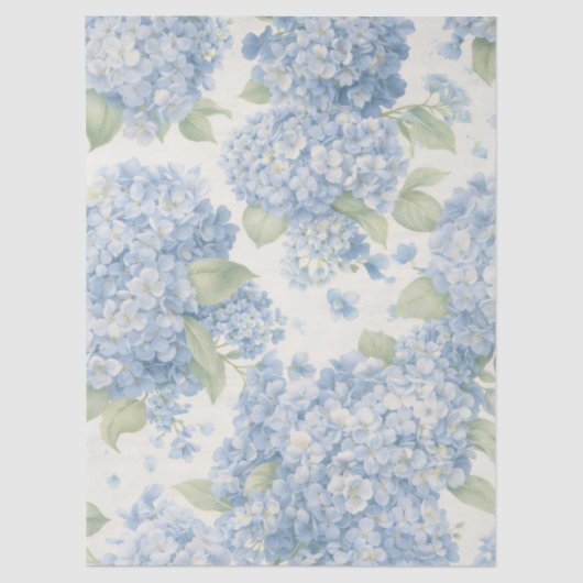 Papier Mousseline Blue Hydrangea Floral Tissue Paper (Recto)