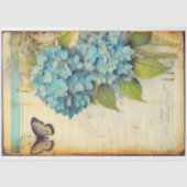 Papier Mousseline Blue hydrangea manuscrit antique éphemera (Recto)
