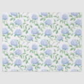 Papier Mousseline Blue Hydrangea Pattern Watercolor Floral Botanical (Recto)