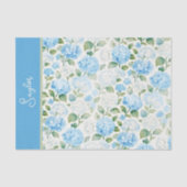 Papier Mousseline Blue Hydrangea Watercolor Floral Name (Recto)