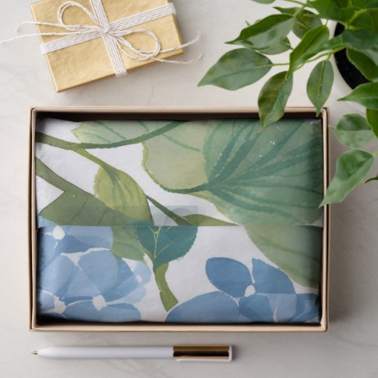 Papier Mousseline Blue Hydrangeas | Beau Jardin Floral (Cadeau)