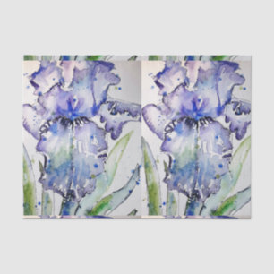 Papier Mousseline Blue Iris Art floral Aquarelle Art
