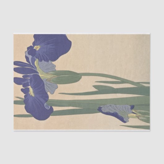 Papier Mousseline Blue Irises par Ohara Koson (Recto)
