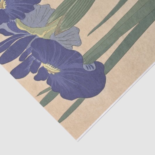 Papier Mousseline Blue Irises par Ohara Koson (Détail)