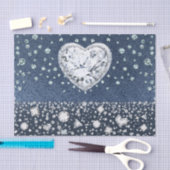 Papier Mousseline Blue Jean Denim & Diamonds Bling Diamond Heart (Artisanat)