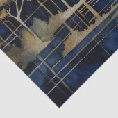 Papier Mousseline Blue Lake Gold Trees Découpage papier tissu (Détail)