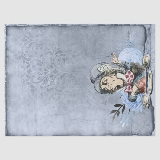 Papier Mousseline Blue Mad Hatter Alice au pays des merveilles Décou (Recto)