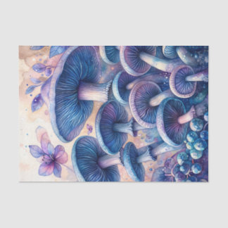 Papier Mousseline Blue Milk Mushroom Watercolor Art