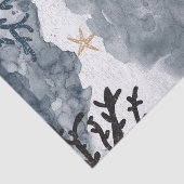 Papier Mousseline Blue Nautical Coral Aquarelle Soirée élégante (Détail)