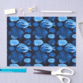 Papier Mousseline Blue Ocean Reef Watercolor Motif de poisson (Artisanat)