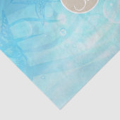 Papier Mousseline Blue Ocean Sea Shells Beach Monogramme initial (Détail)