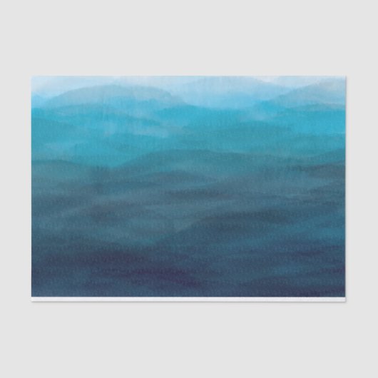 Papier Mousseline Blue Ocean Waves Aquarelle Tissu Papier Cadeau (Recto)