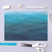 Papier Mousseline Blue Ocean Waves Aquarelle Tissu Papier Cadeau (Artisanat)