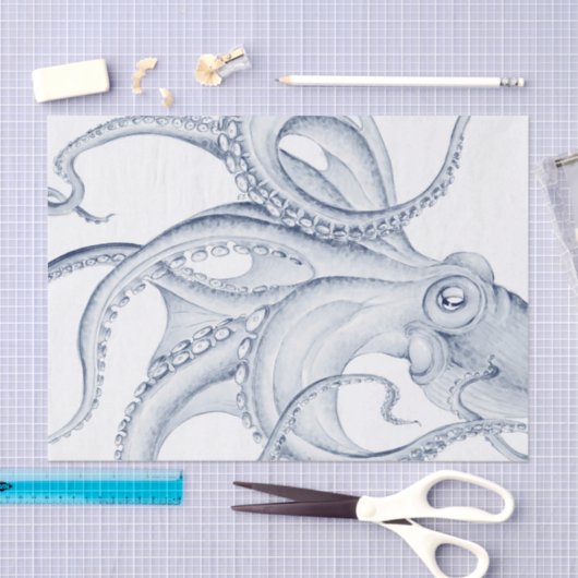 Papier Mousseline Blue Octopus Cephalopode Kraken Ink (Artisanat)