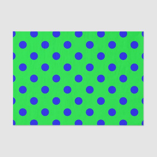 Papier Mousseline Blue On Green Polka Dots Pattern Design  (Recto)