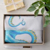 Papier Mousseline Blue Orange Tentacles (Cadeau)