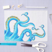 Papier Mousseline Blue Orange Tentacles (Artisanat)