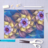 Papier Mousseline Blue Pastel Fractal Flower Abstrait (Artisanat)