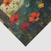 Papier Mousseline Blue Peacock on Split rail fence (Détail)