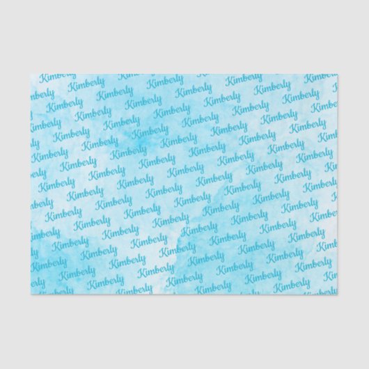 Papier Mousseline Blue Personalized Name (Recto)