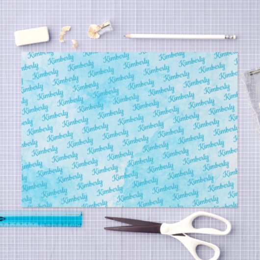 Papier Mousseline Blue Personalized Name (Artisanat)
