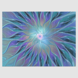 Papier Mousseline Blue Purple Flower Dream Abstrait Fractal Art