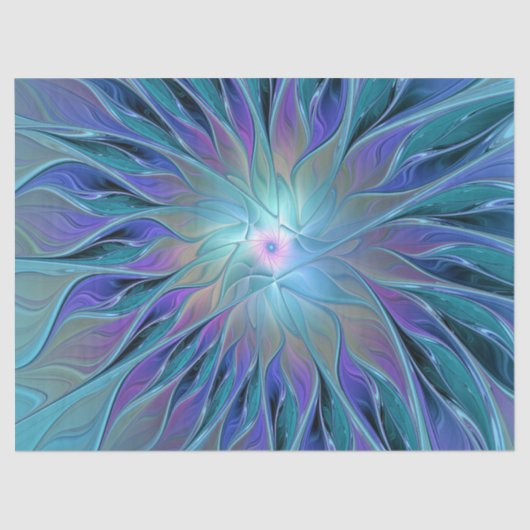 Papier Mousseline Blue Purple Flower Dream Abstrait Fractal Art (Recto)