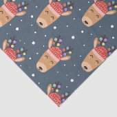 Papier Mousseline Blue Reindeer Rustic Cute Whimsun Fun Holiday (Détail)