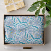Papier Mousseline Blue Retro Floral Pattern (Cadeau)