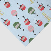 Papier Mousseline Blue Retro Ski Ascenseur Gondola Ski d'hiver (Détail)