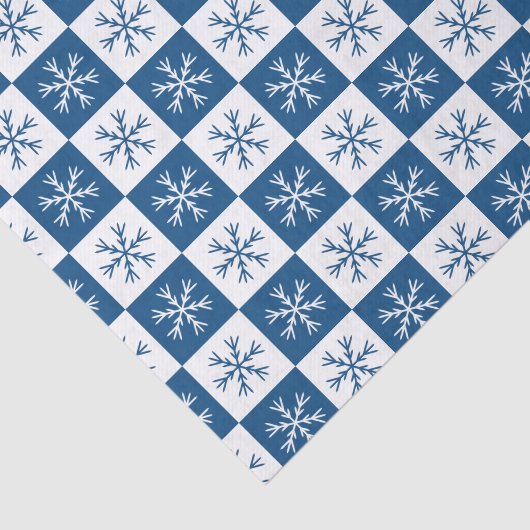 Papier Mousseline Blue Snowflake À damiers Noël Motif (Détail)