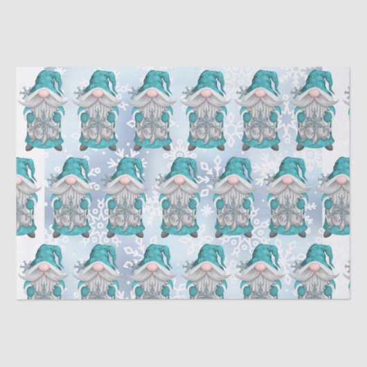 Papier Mousseline Blue Snowflake Gnome (Recto)