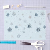 Papier Mousseline Blue Snowflakes Christmas  (Artisanat)