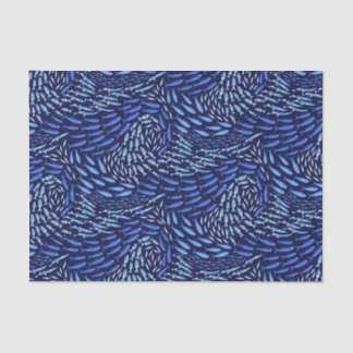 Papier Mousseline Blue Swimming Ocean Fish - Dark