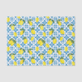 Papier Mousseline Blue Tile French Country Lemon Pattern (Recto)