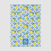 Papier Mousseline Blue Tile French Country Lemon Pattern Monogram  (Recto)