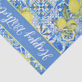 Papier Mousseline Blue Tile French Country Lemon Pattern Name (Détail)