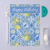 Papier Mousseline Blue Tile French Country Lemon Pattern Name (Artisanat)