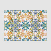Papier Mousseline Blue Tiles Mediterranean Pattern (Recto)