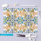 Papier Mousseline Blue Tiles Mediterranean Pattern (Artisanat)