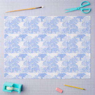 Papier Mousseline Blue Toile Jungle Animaux Safari Chinoiserie