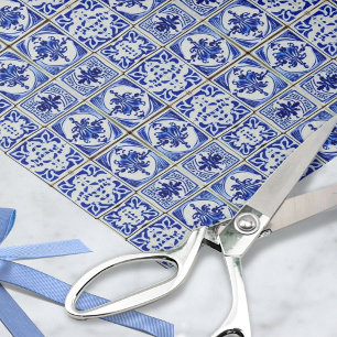Papier Mousseline Blue White Delft Regardez les petits carreaux - as