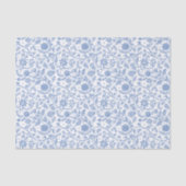 Papier Mousseline Blue White Floral Boho Botanical Pattern Whimsical (Recto)