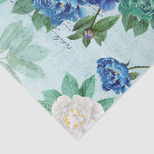 Papier Mousseline Blue White Florals Musique & écriture Découpage (Détail)